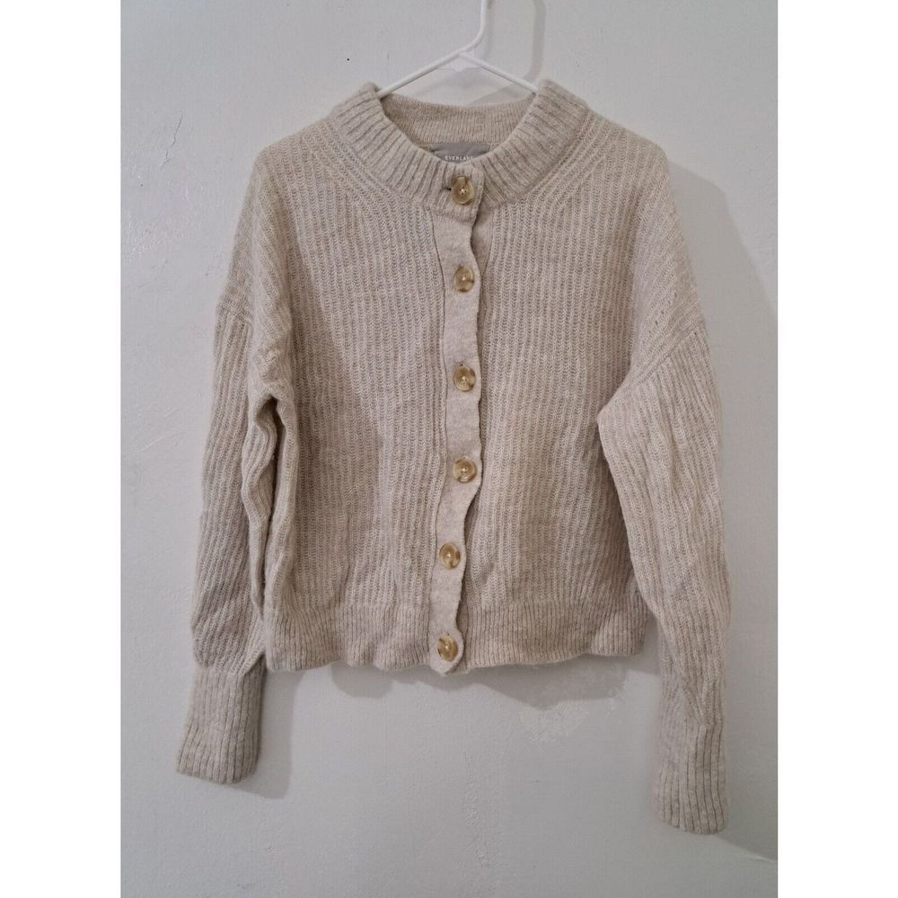 Everlane Womens Xlarge Fine Alpaca WOOL Beige Sweater DROP SLEEVE